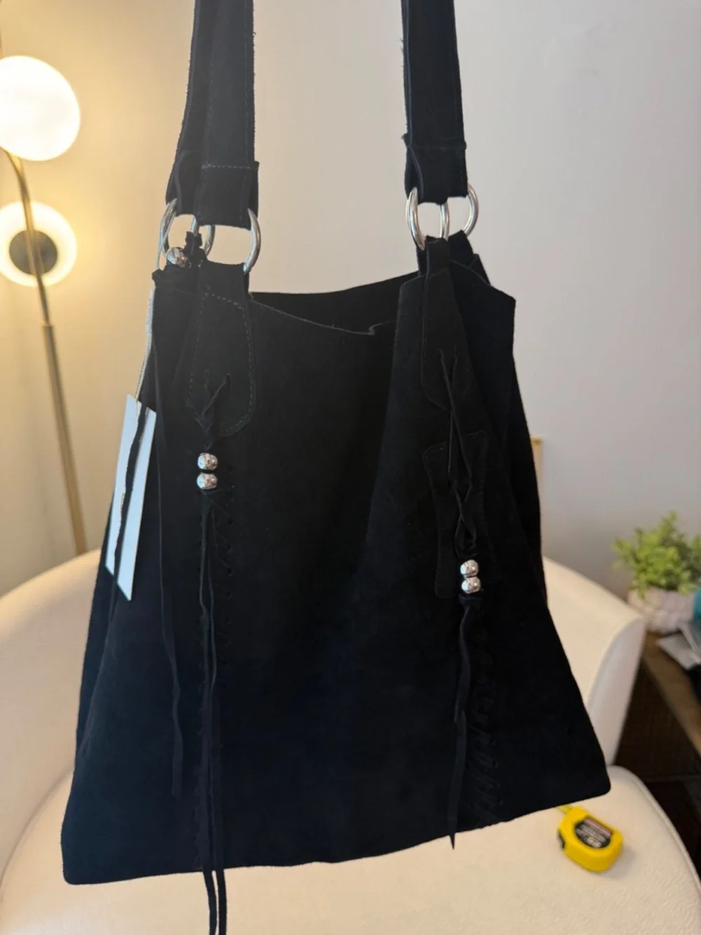 RAJ Black Suede Leather Handbag NWT